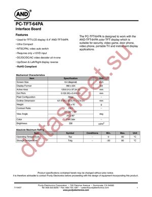 PC-TFT-64PA datasheet  